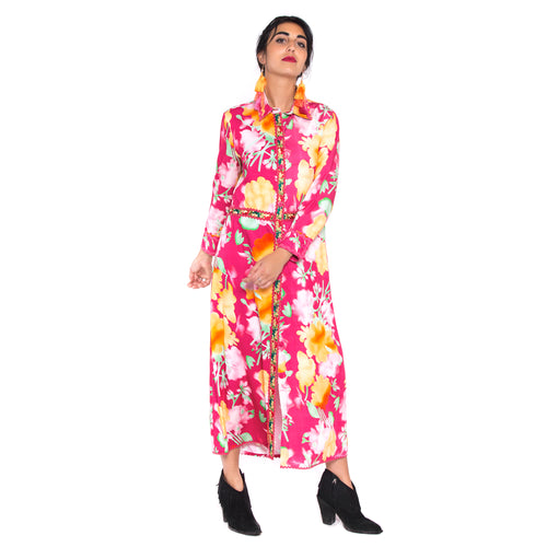 Red flowers maxi dress