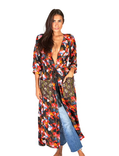 Kimono Red Gypsy Flowers